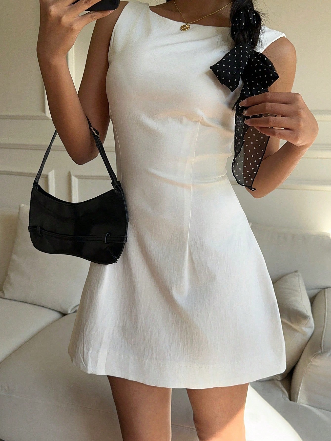 Women Summer Solid Zipper Front Casual Versatile Jumper Dress White Dresses,Summer Dresses For Women,Tea Party Dress,White Graduation Dress,Business Casual Woman