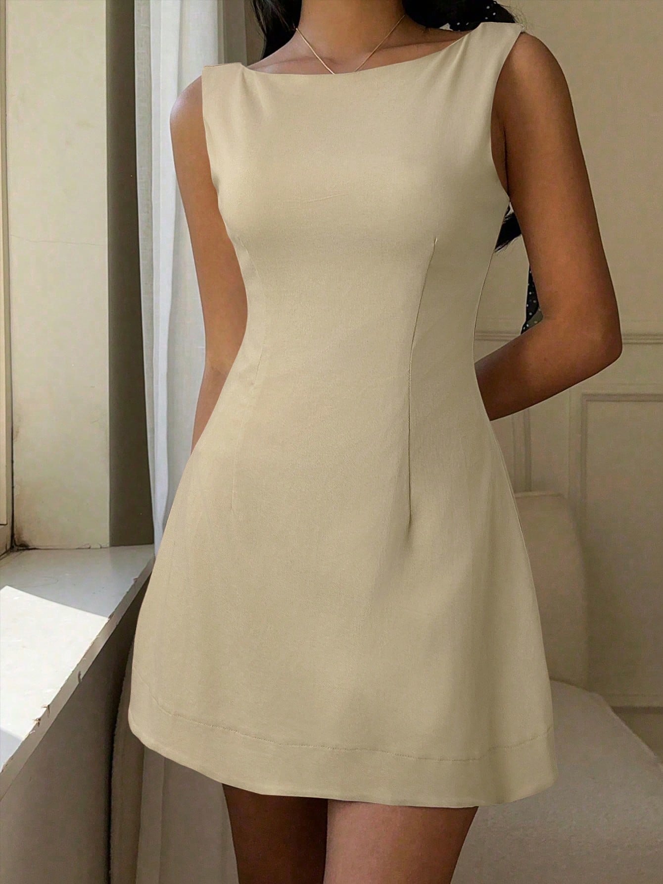 Women Summer Solid Zipper Front Casual Versatile Jumper Dress White Dresses,Summer Dresses For Women,Tea Party Dress,White Graduation Dress,Business Casual Woman
