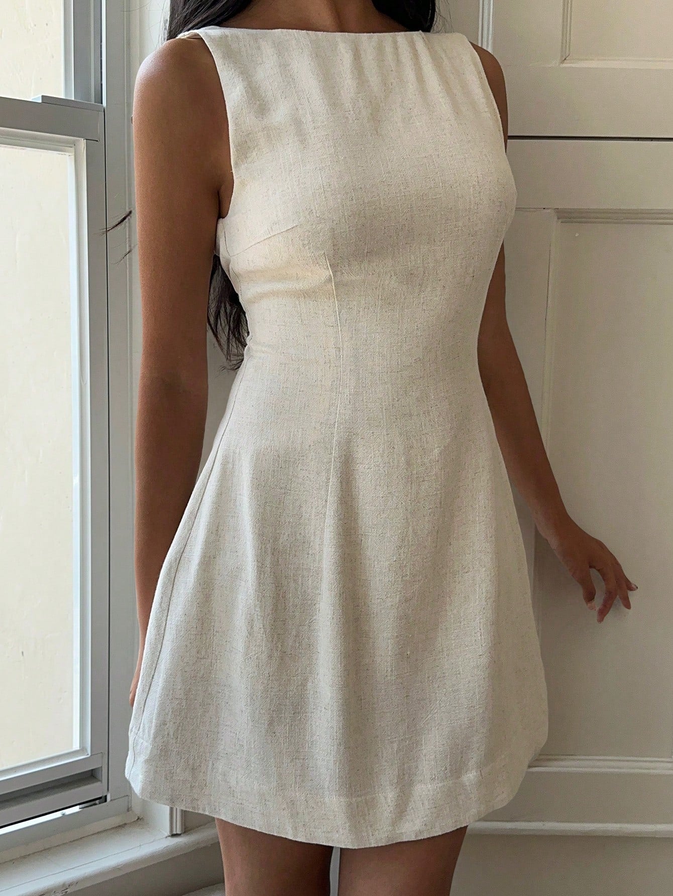 Women Summer Solid Zipper Front Casual Versatile Jumper Dress White Dresses,Summer Dresses For Women,Tea Party Dress,White Graduation Dress,Business Casual Woman