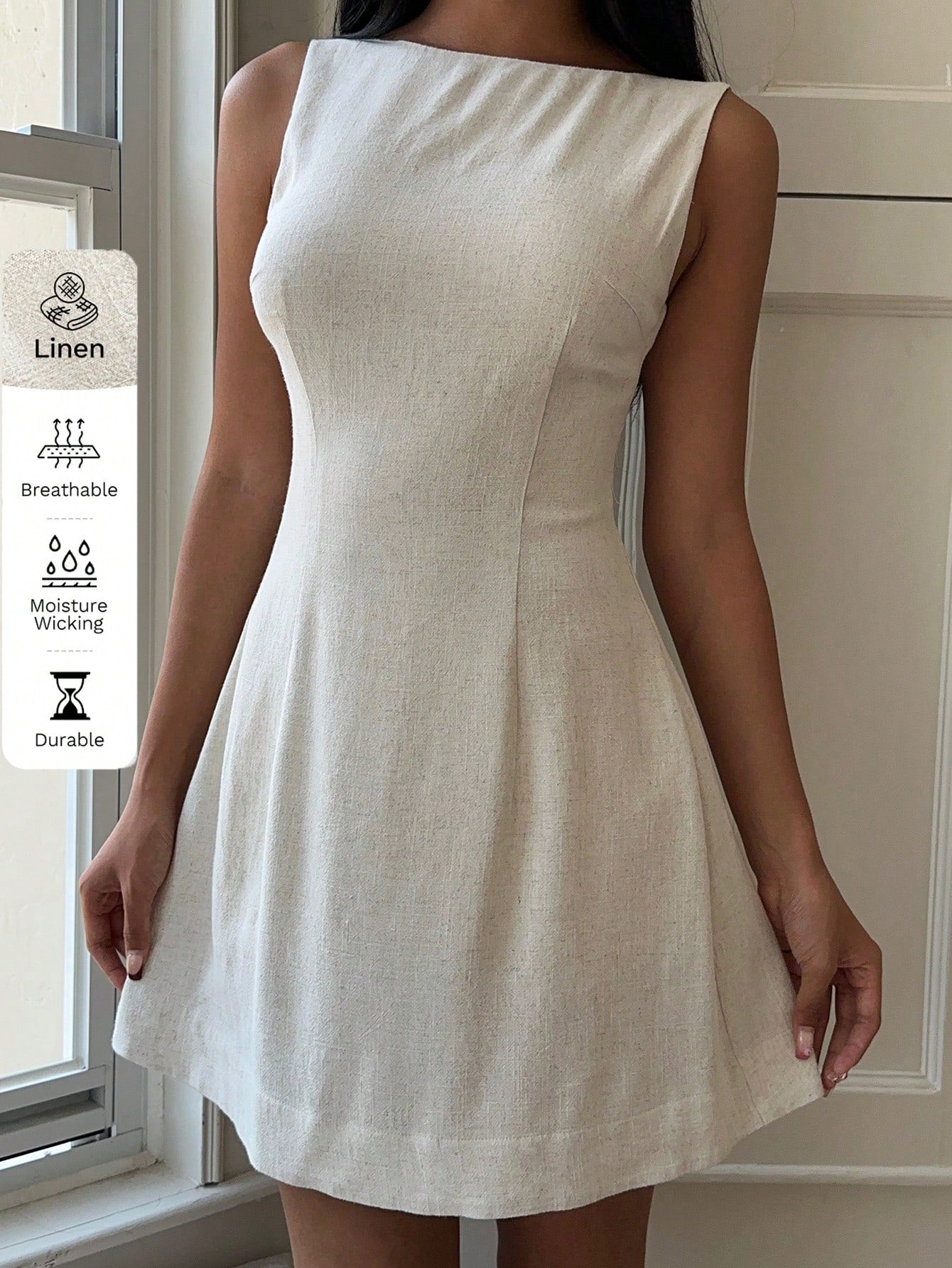 Women Summer Solid Zipper Front Casual Versatile Jumper Dress White Dresses,Summer Dresses For Women,Tea Party Dress,White Graduation Dress,Business Casual Woman