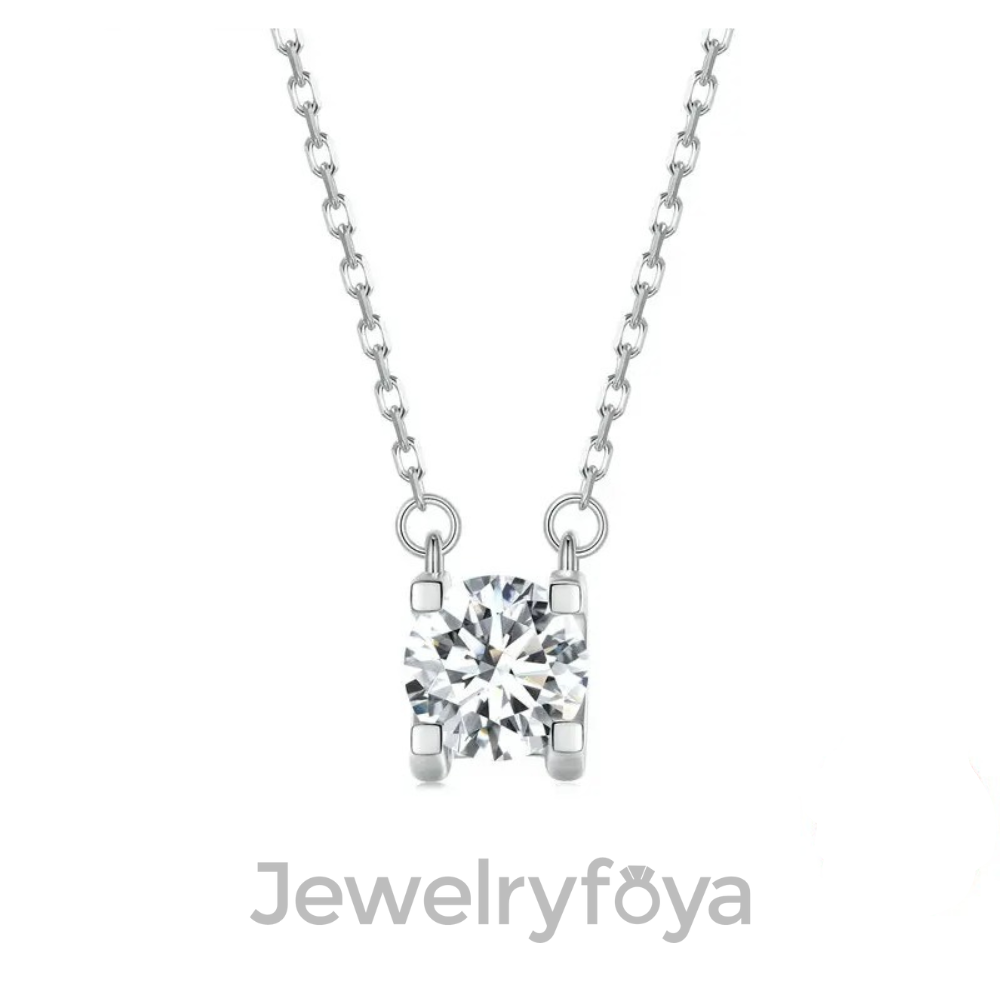 Moissanite Diamond Classic Round Pendant Necklace for Women 925