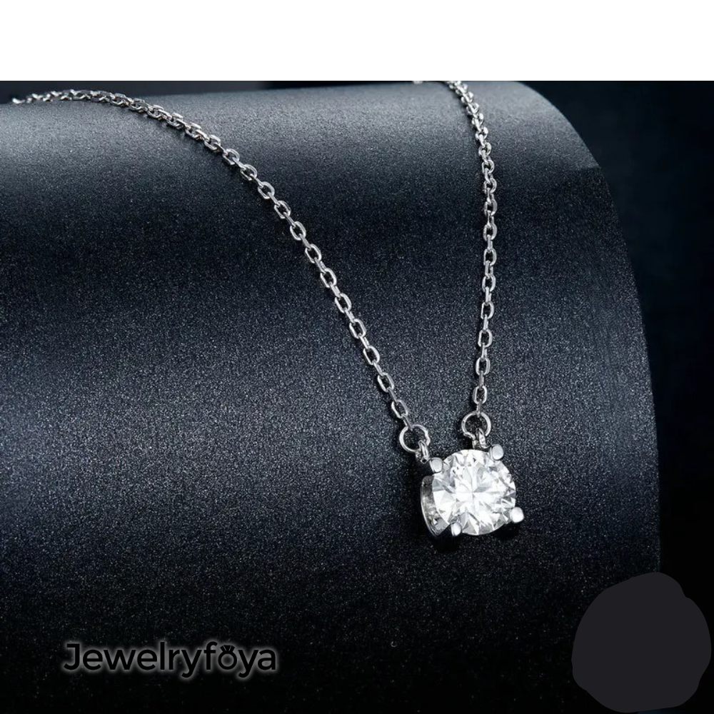 Moissanite Diamond Classic Round Pendant Necklace for Women 925