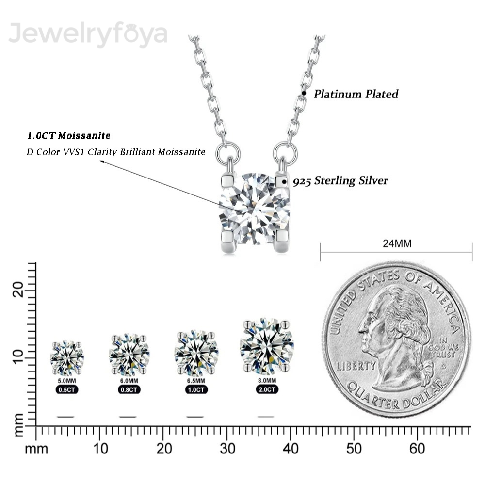 Moissanite Diamond Classic Round Pendant Necklace for Women 925