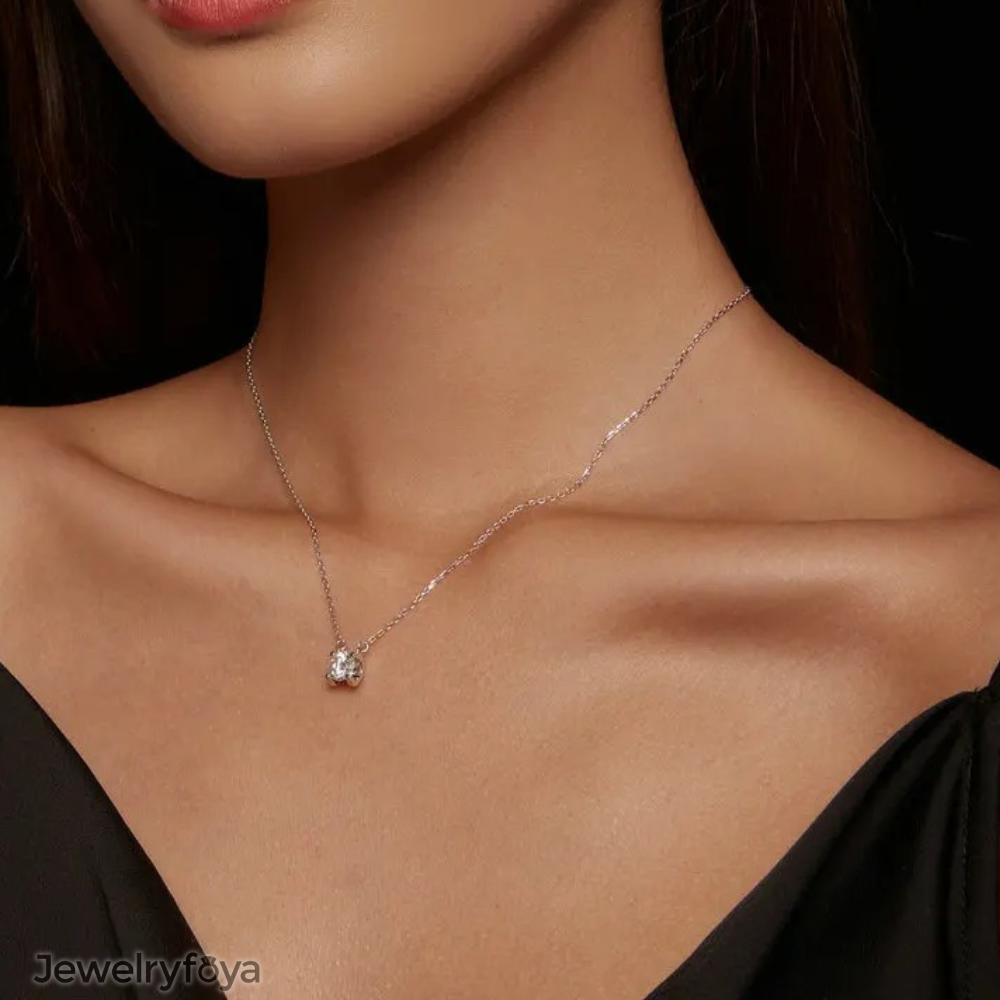 Moissanite Diamond Classic Round Pendant Necklace for Women 925