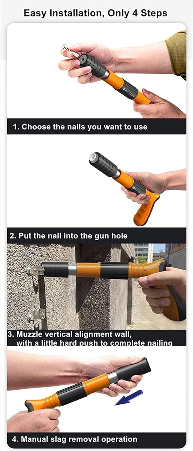 Versatile Manual Steel Nail Gun for Concrete Walls Ceiling Installation and Woodworking Fast Precise Riveting and Wall Fastening