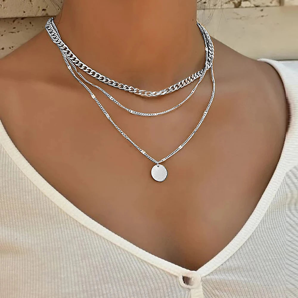 Necklace on Neck Gold Color Chain Women's Jewelry Layered