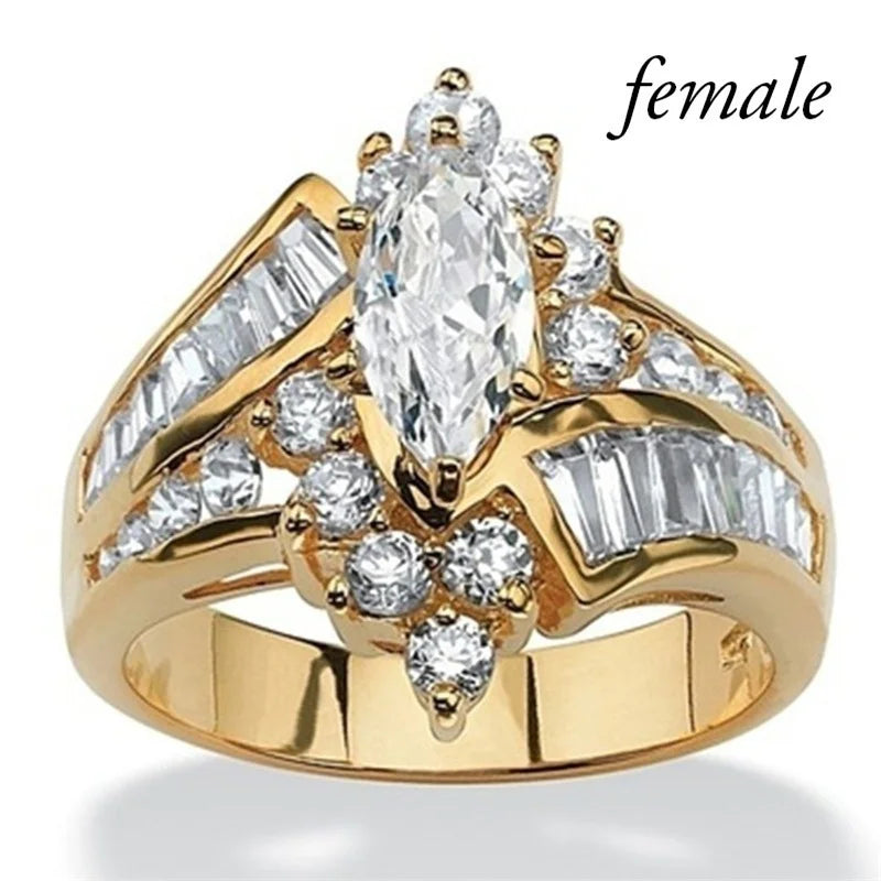 Fashion Couple Rings Women Marquise
