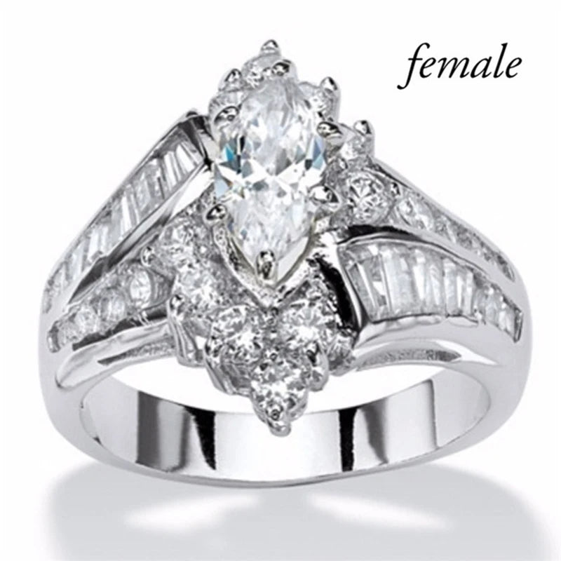 Fashion Couple Rings Women Marquise