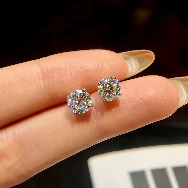 Diamond Studs Earrings for Women S925 Silver Platinum