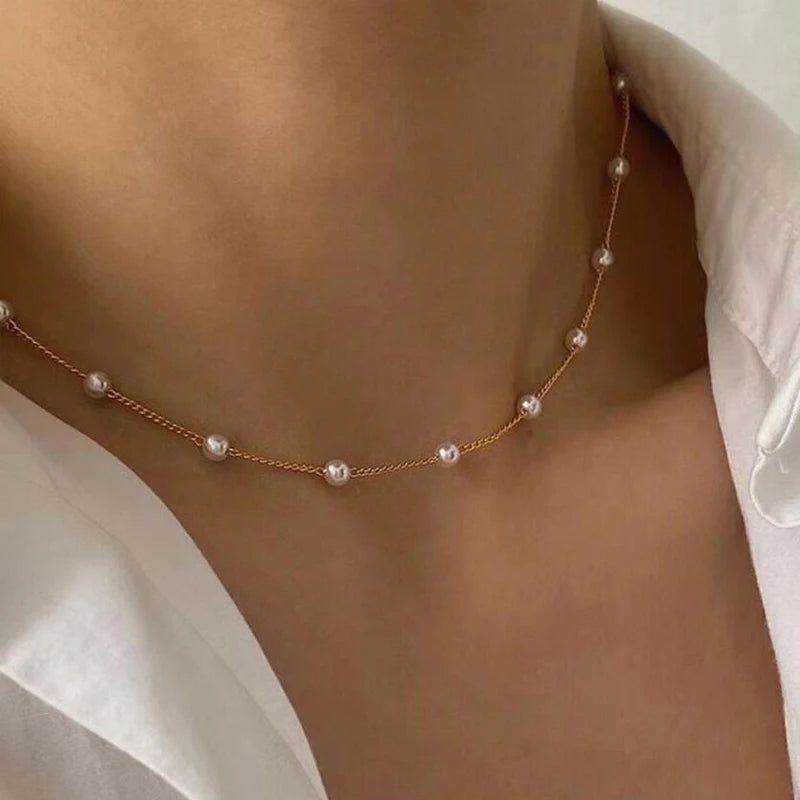 Necklace on Neck Gold Color Chain Women's Jewelry Layered