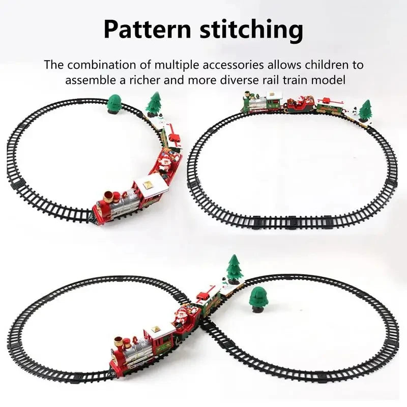Electric Christmas Train Toys Gifts for Kids Railway Cars Racing Tracks With Music