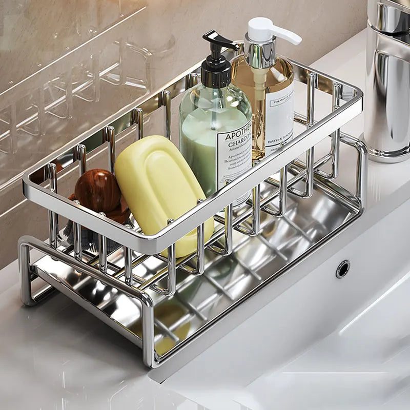 Stainless Steel Kitchen Sponge Holder for Sink, Soap Tray, Bathroom Organizer Shelf, Towel Rack Storage Accessories