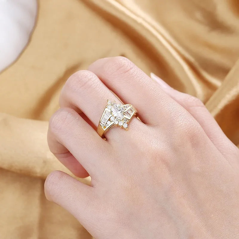 Fashion Couple Rings Women Marquise
