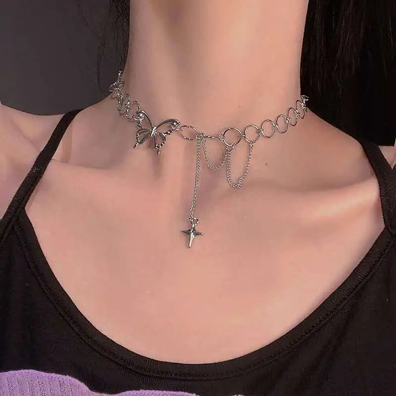 Necklace on Neck Gold Color Chain Women's Jewelry Layered