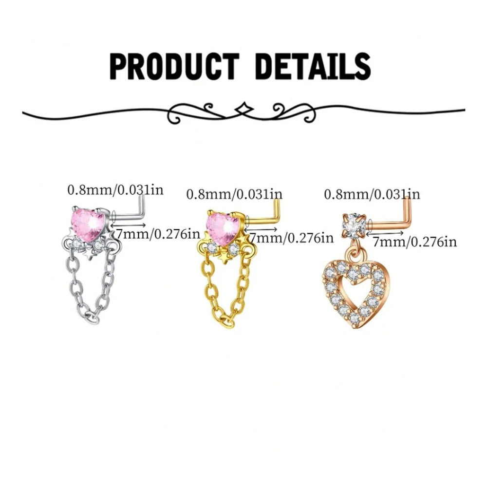 4pcs 20G Stainless Steel Jewelry For Women And Girls
