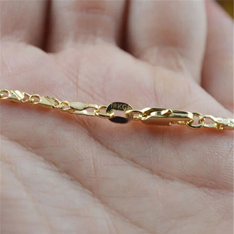 18K Gold Filled Necklace For Women Men Size 16-30 Inch Jewelry Chain Wholesale