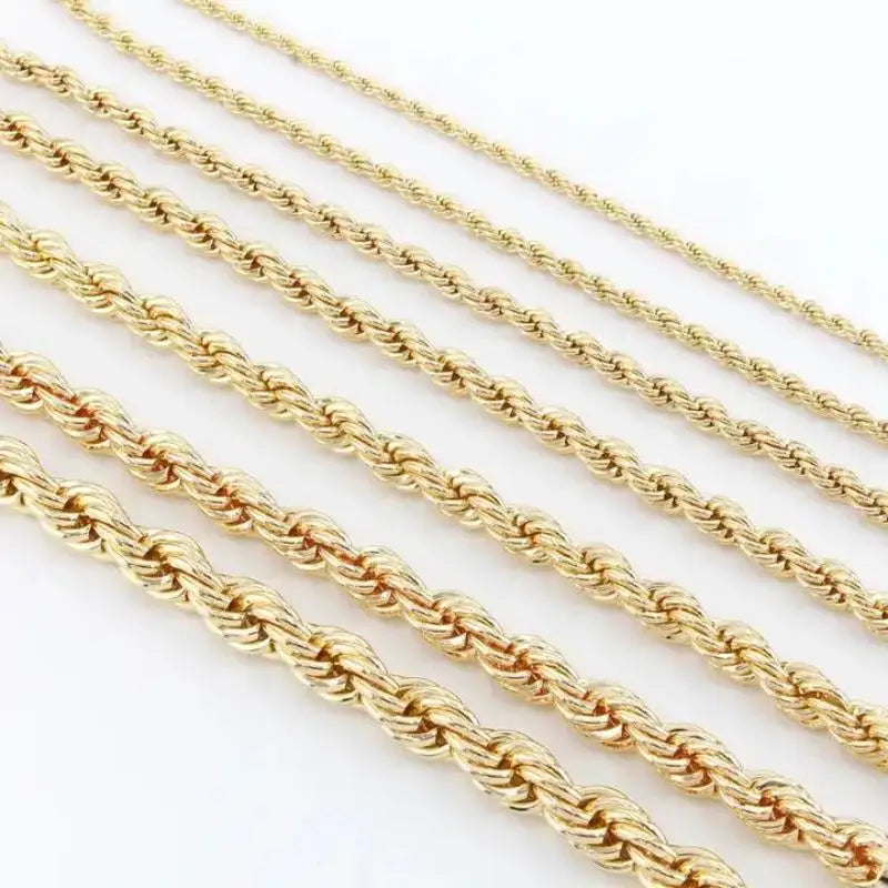 18K Gold Plated Twist Rope Link Necklace