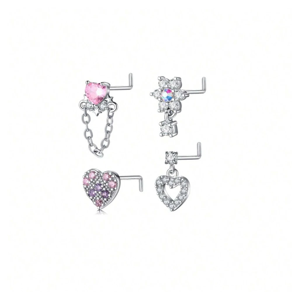 4pcs 20G Stainless Steel Jewelry For Women And Girls