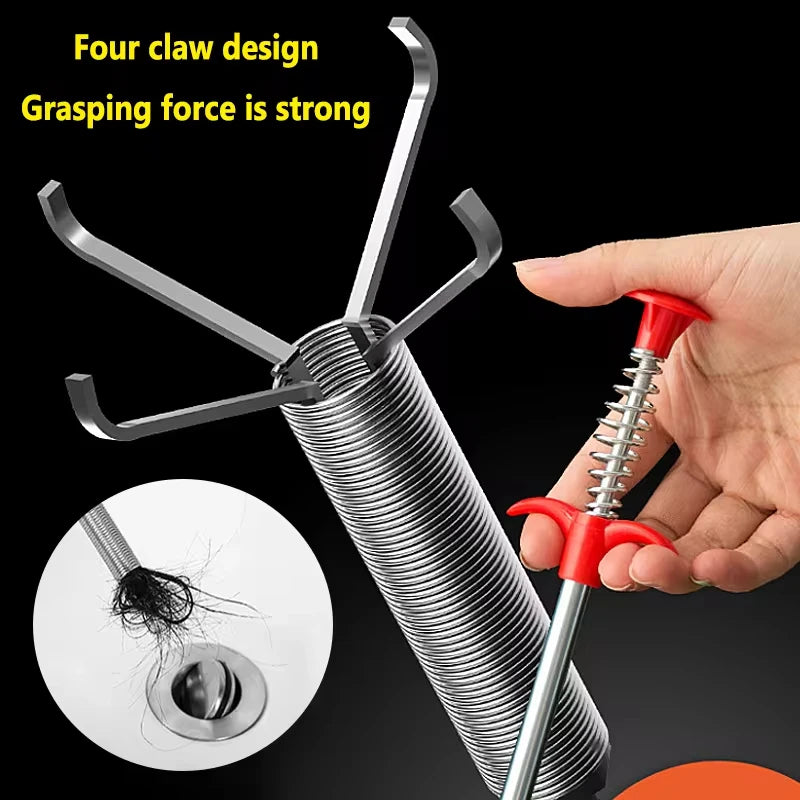 60cm Spring Drain Cleaning Tool, Pipe Dredger, Drain Snake, Clog Remover for Household Use