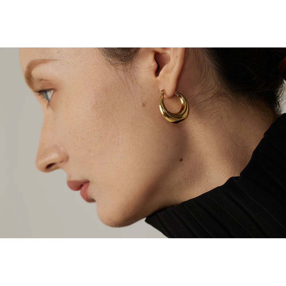 Steel Geometric Hoop Earrings Jewelry for Women Trendy