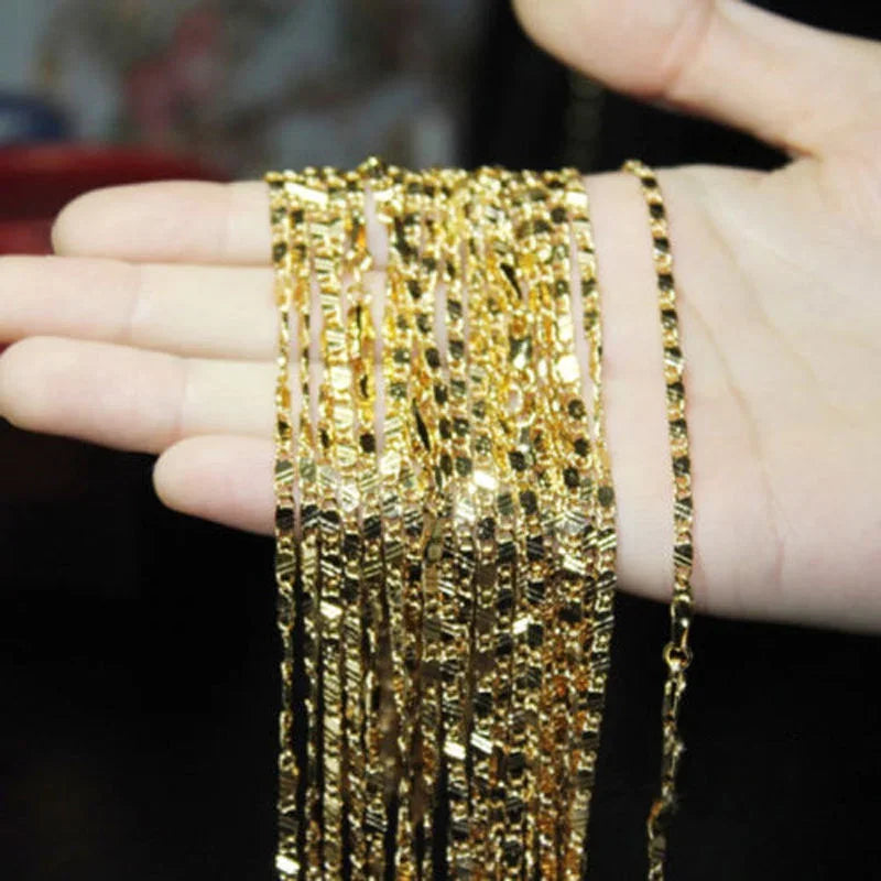 18K Gold Filled Necklace For Women Men Size 16-30 Inch Jewelry Chain Wholesale
