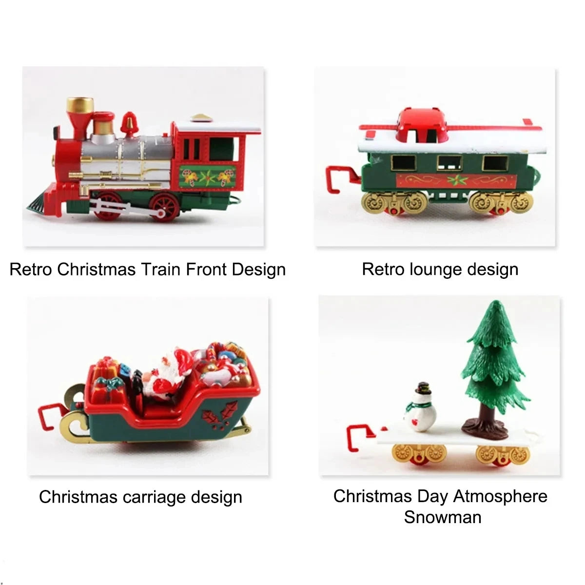 Electric Christmas Train Toys Gifts for Kids Railway Cars Racing Tracks With Music
