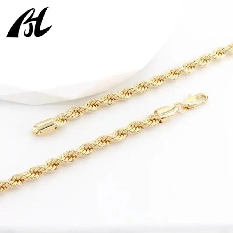 18K Gold Plated Twist Rope Link Necklace