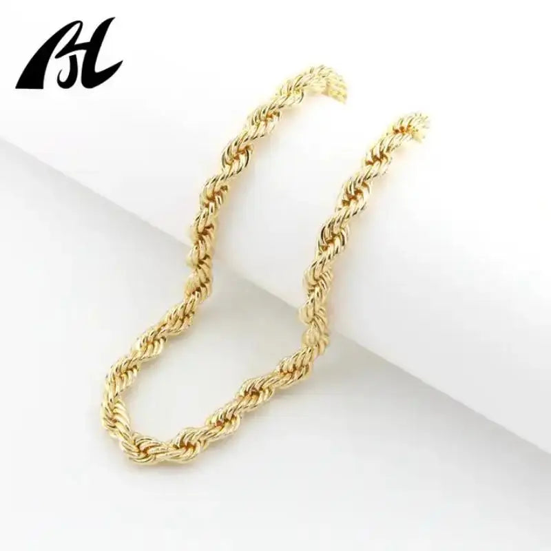 18K Gold Plated Twist Rope Link Necklace