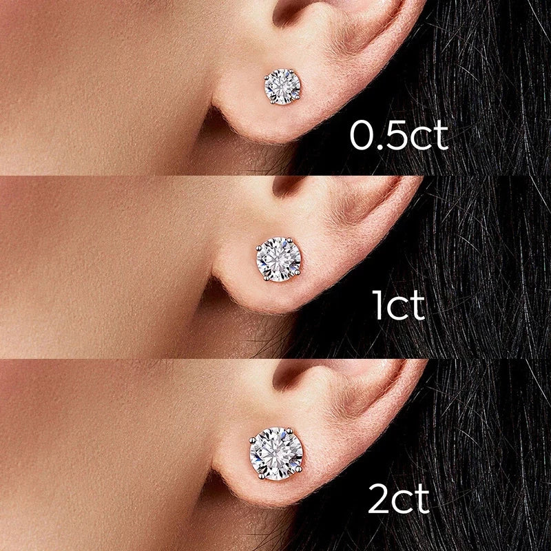 Diamond Studs Earrings for Women S925 Silver Platinum