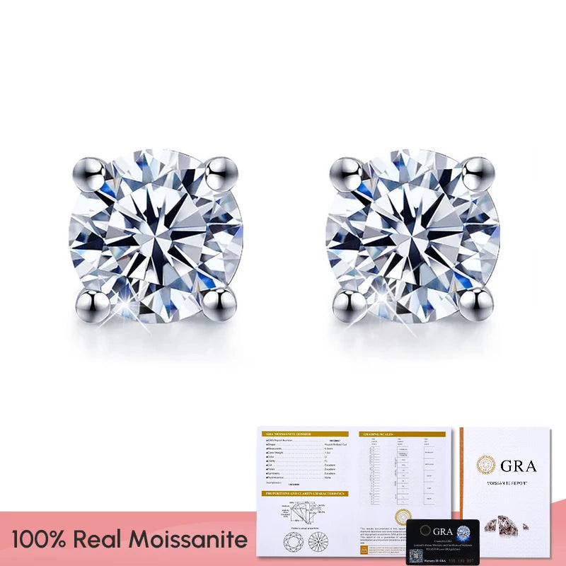Diamond Studs Earrings for Women S925 Silver Platinum
