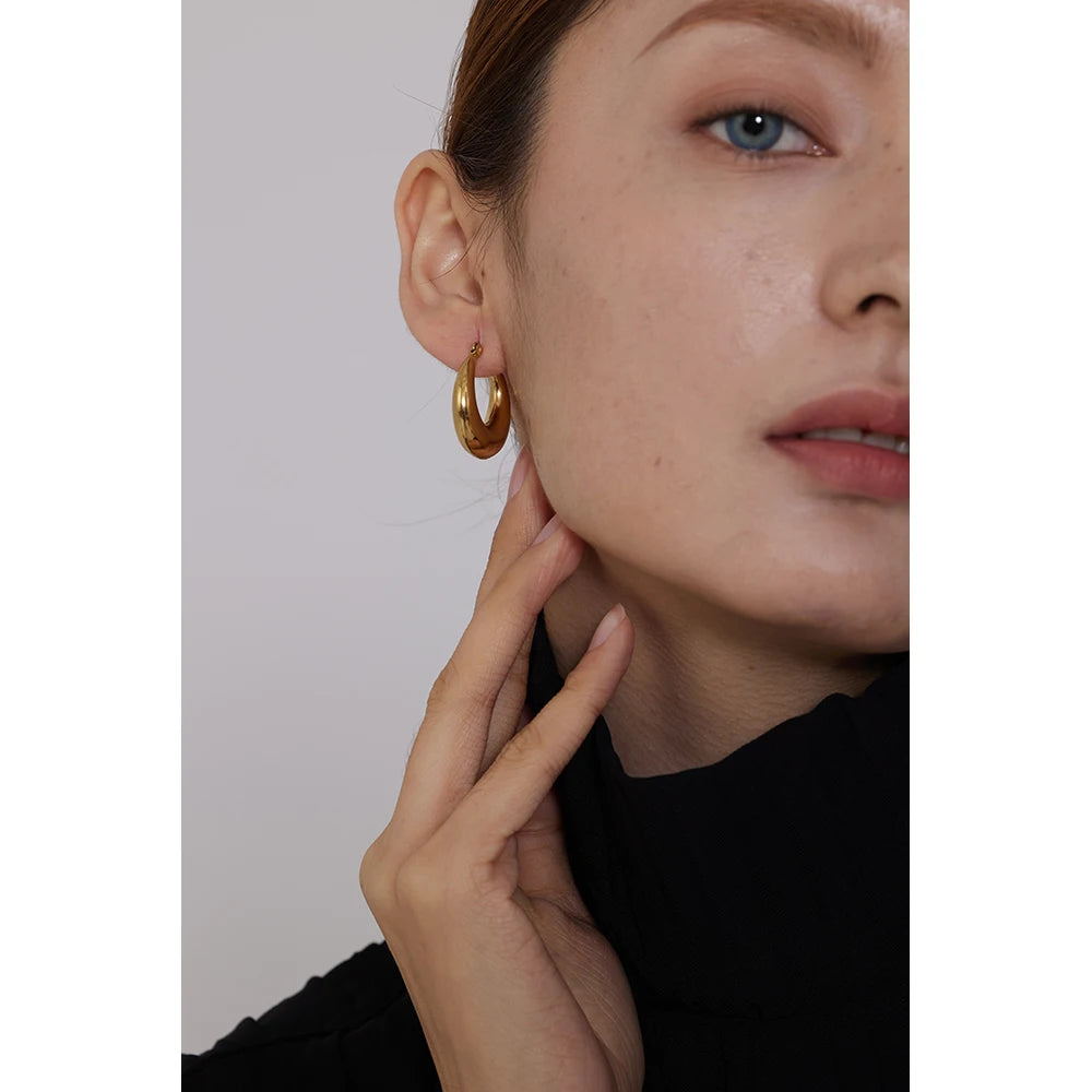 Steel Geometric Hoop Earrings Jewelry for Women Trendy