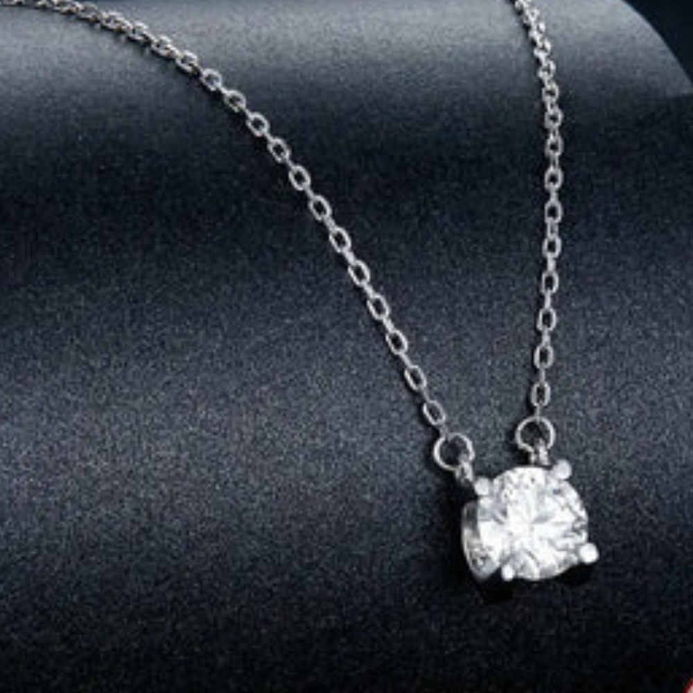 Moissanite Diamond Classic Round Pendant Necklace for Women 925
