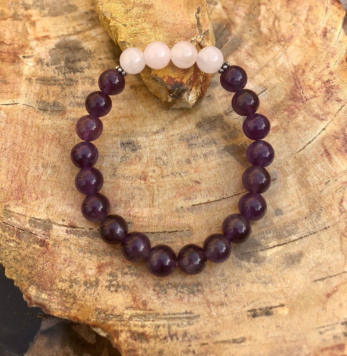 Amethyst & Rose Quartz Stretch Bracelet