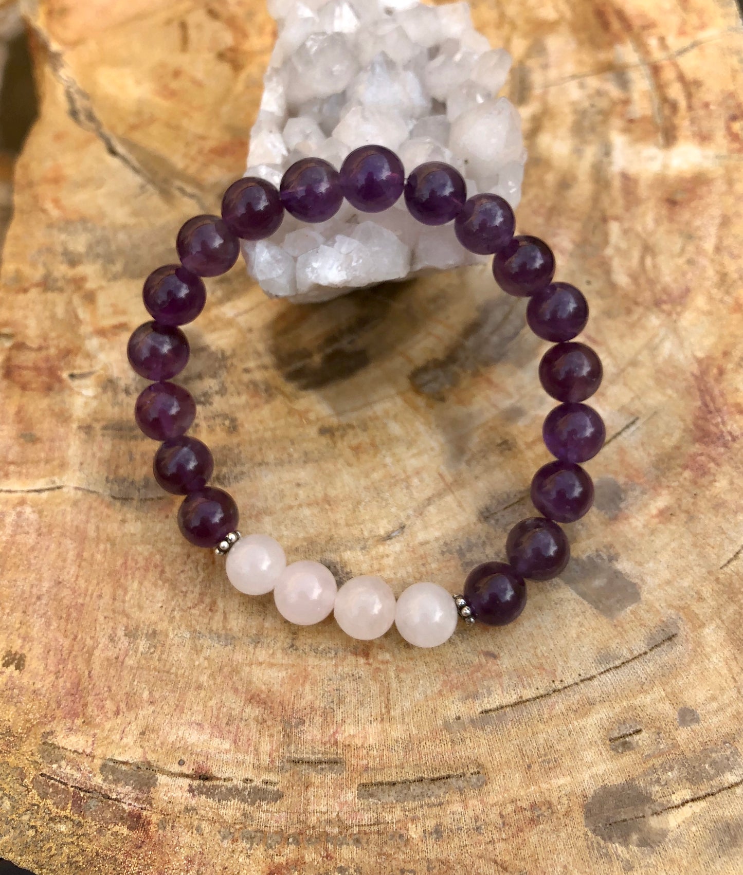 Amethyst & Rose Quartz Stretch Bracelet