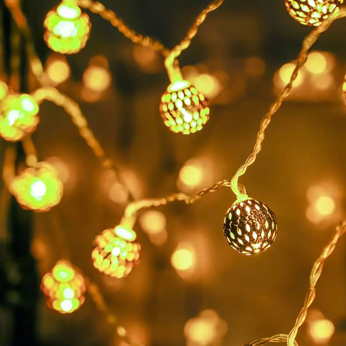 Luminous Moroccan Metal Ball Lights