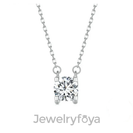 Moissanite Diamond Classic Round Pendant Necklace for Women 925