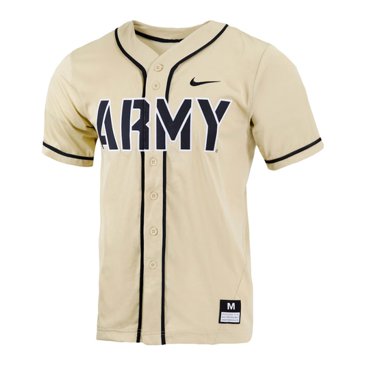 Army Black Knights Nike Replica Full Button Baseball Jersey College Fan Game Day Casual Wear