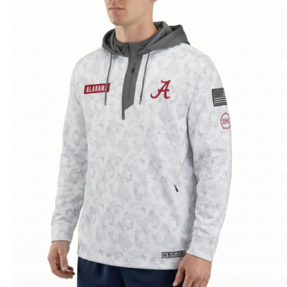 Alabama Crimson Tide Colosseum OHT Quarter Zip Hoodie for Men Arctic Camo Performance College Fan Wear