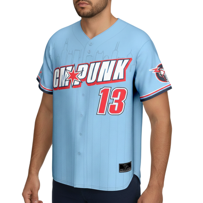 CM Punk ProSphere Chicago Baseball Jersey Unisex Fan Apparel Lightweight Button Up Sports Style Wear