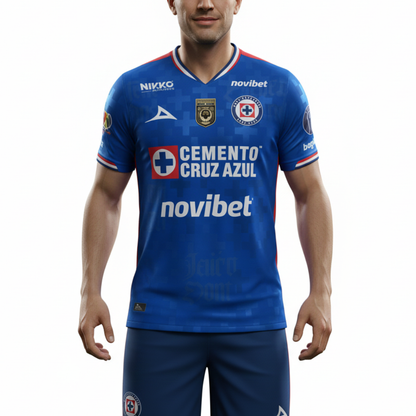 Pirma Men’s Cruz Azul Home Jersey 25/26 Champion 9 with Patches (Blue)