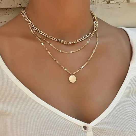 Necklace on Neck Gold Color Chain Women's Jewelry Layered