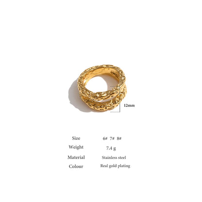 Rings For Women Gold Texture Metal 18K