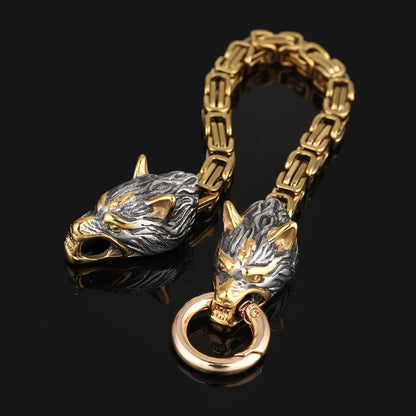 Norse Viking Celtic Wolf Head Bracelet Men
