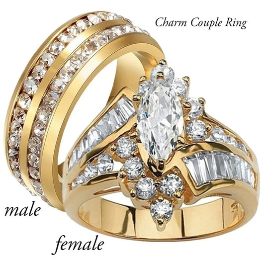 Fashion Couple Rings Women Marquise