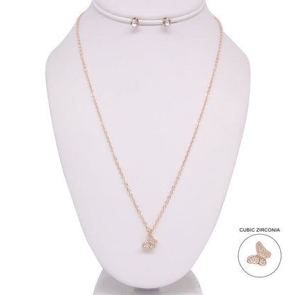 CUBIC ZIRCONIA STONE BUTTERFLY NECKLACE SET