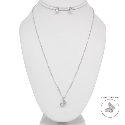 CUBIC ZIRCONIA STONE BUTTERFLY NECKLACE SET