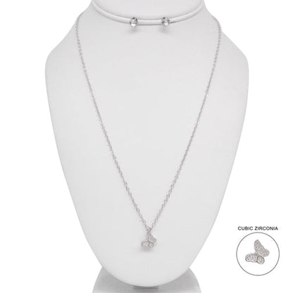 CUBIC ZIRCONIA STONE BUTTERFLY NECKLACE SET