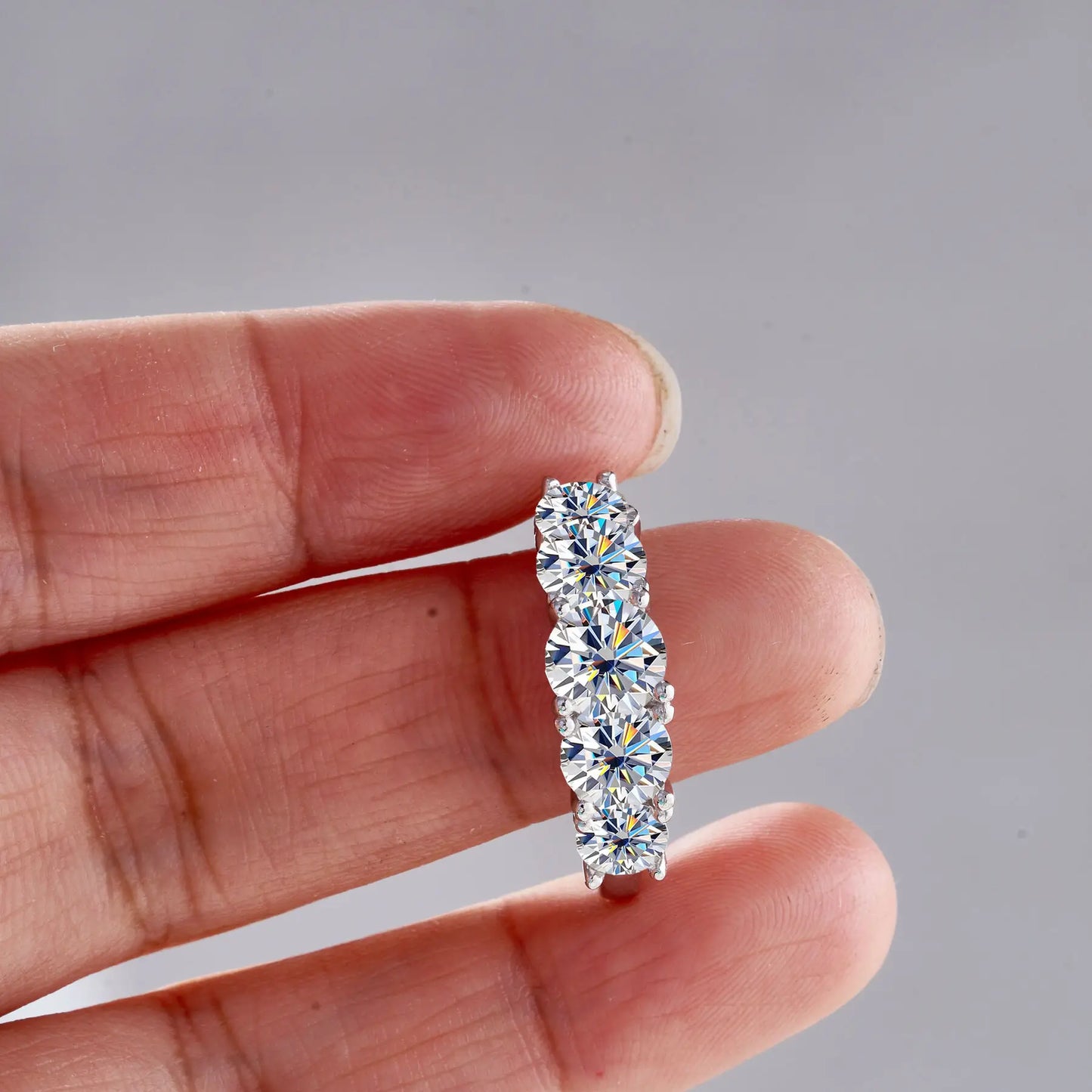 Moissanite Rings For Women 5 Stones Sparkling Diamond Jewelry