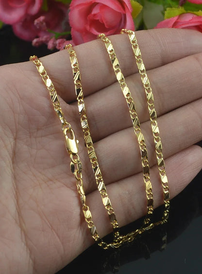 18K Gold Filled Necklace For Women Men Size 16-30 Inch Jewelry Chain Wholesale