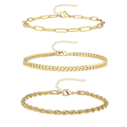 3Pcs Stainless Steel Anklet Set For Women Snake Bracelet Never Fade Jewelry